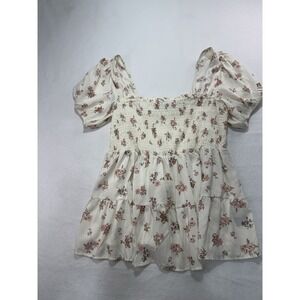 Torrid 1X Plus Summer Floral Top Blouse Peplum Smocked Girly NWOT
